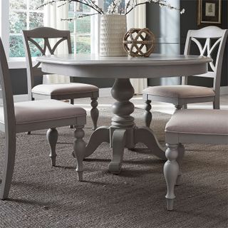 Liberty Furniture Summer House 5-Piece Dove Grey Pedestal Table Set