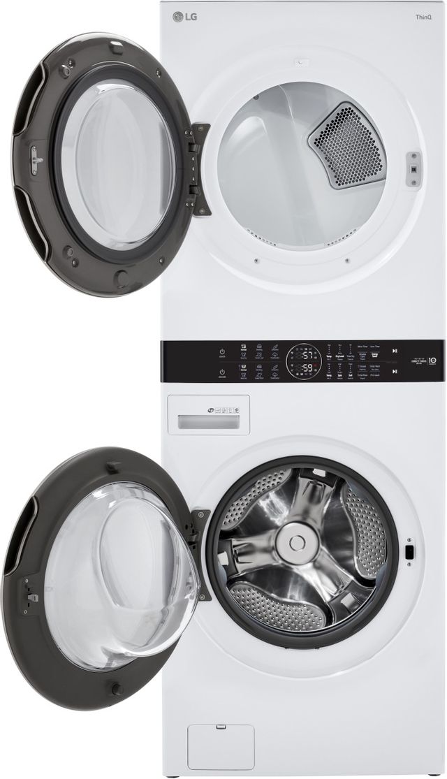 LG 4.5 Cu. Ft. Washer, 7.4 Cu. Ft. Gas Dryer White Front Load Stack Laundry-3