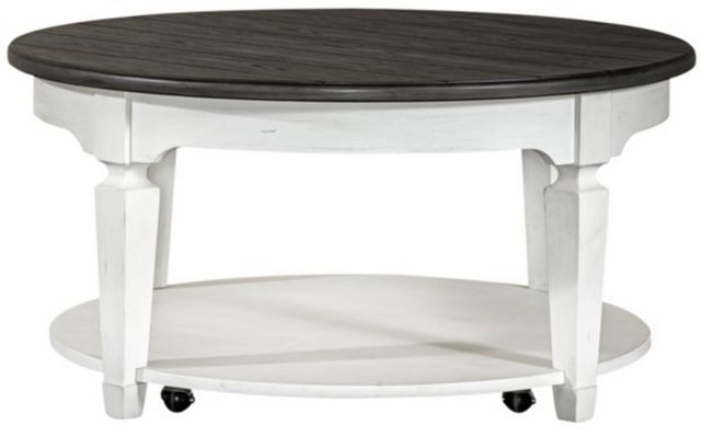 Liberty Allyson Park Wirebrushed White Cocktail Table-0