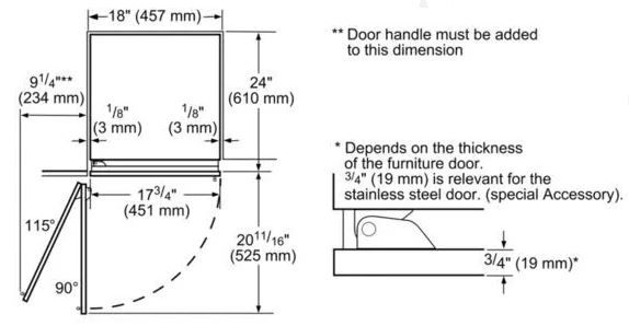 Thermador® Freedom Collection 17.75" Stainless Steel Handleless Freezer Column Door Panel 2