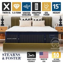 Stearns and Foster Lux Estate Hybrid Luxury Cushion Firm 15" Twin XL Mattress