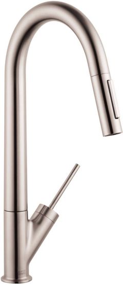 AXOR Starck Steel Optic 2-Spray HighArc Kitchen Faucet, Pull-Down, 1.75 GPM-10821801
