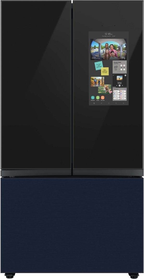 Samsung BESPOKE 36 Inch Freestanding French Door Smart Refrigerator with 30 cu. ft. Total Capacity, Family Hub™ With Navy Panel