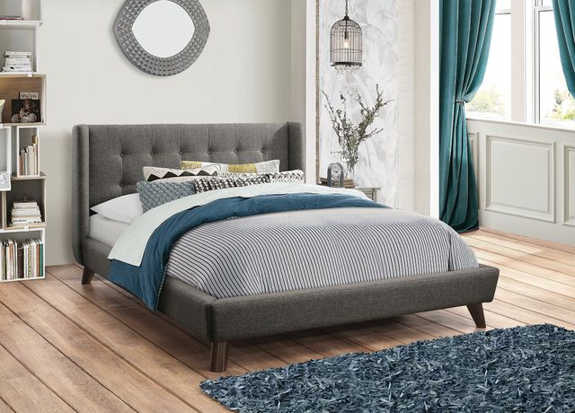 Coaster® Carrington Grey Eastern King Upholstered Bed 1