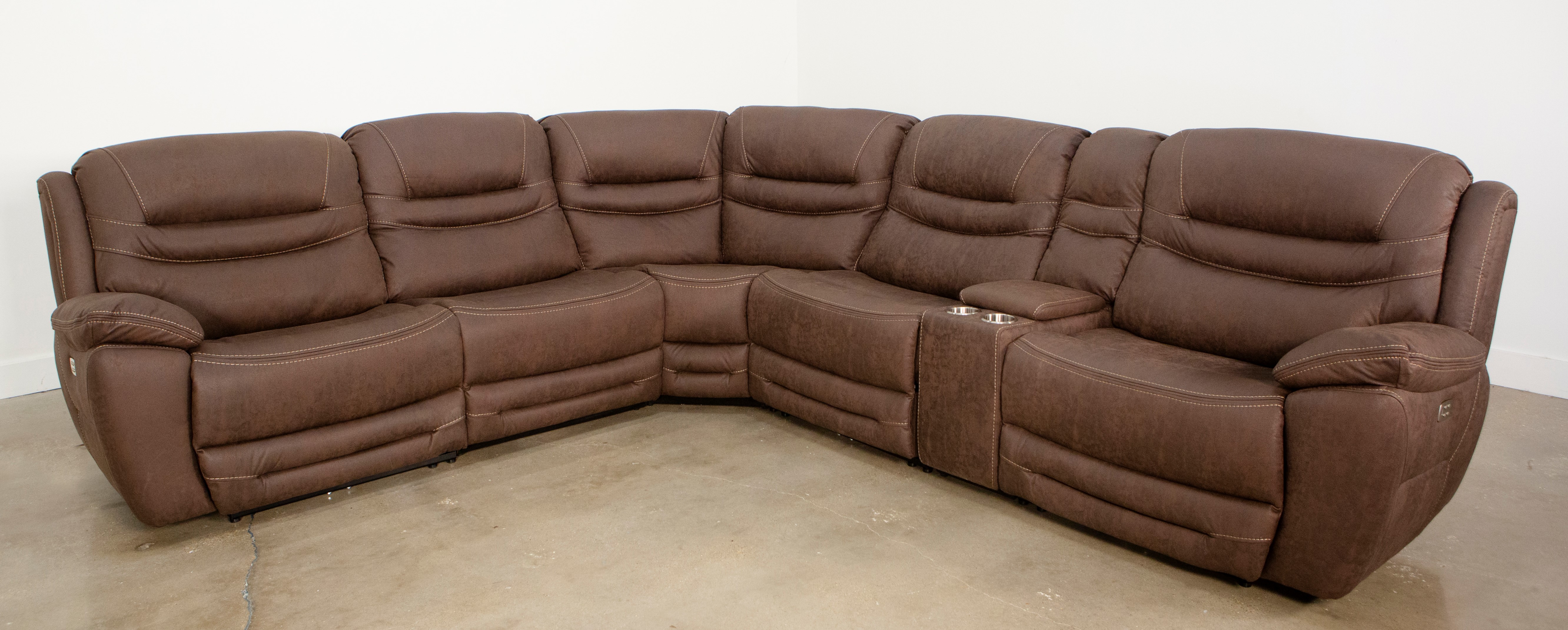 Kuka Home K-Motion 6 Piece Brown Power Reclining Sectional