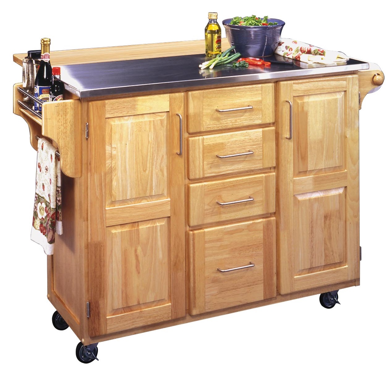 Homestyles General Line Natural Stainless Steel Kitchen Cart Big   86259678 345b 490c Bc33 50a31a47fa4d 