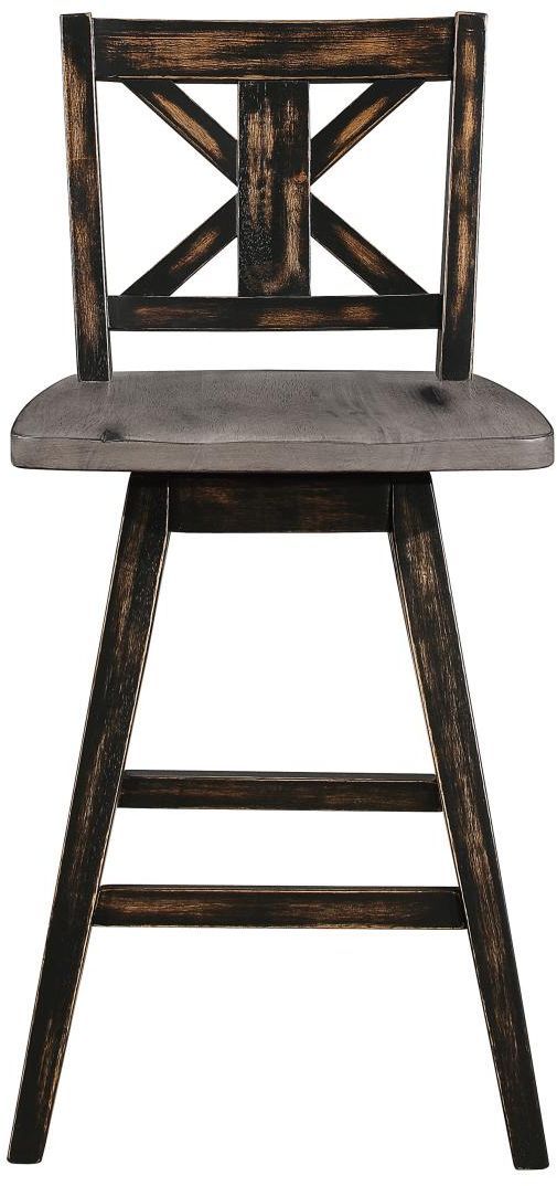 Homelegance® Amsonia Black/Gray Swivel Counter Height Chair 1