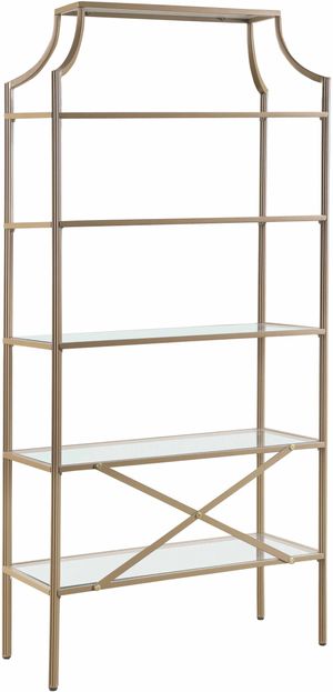 Coaster® Matte Gold 5-Tier Tempered Glass Shelves Bookcase