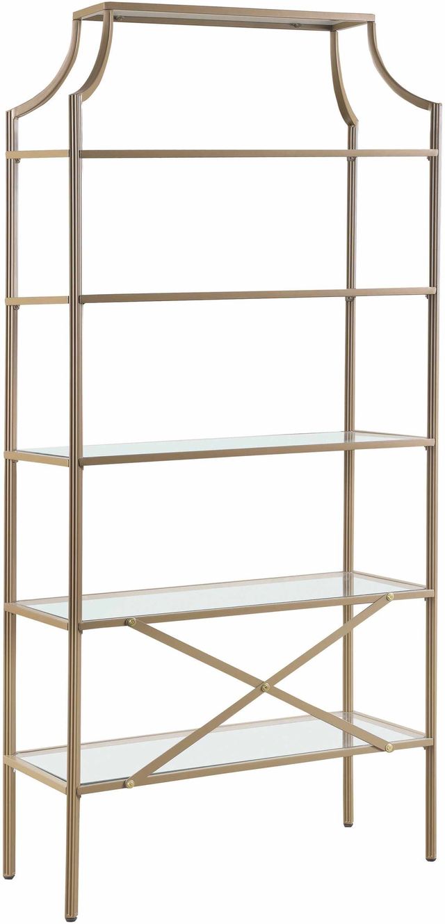 Coaster® Serena Matte Gold 5-Tier Tempered Glass Shelves Bookcase-0
