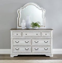 Liberty Furniture Magnolia Manor Antique White Dresser and Mirror