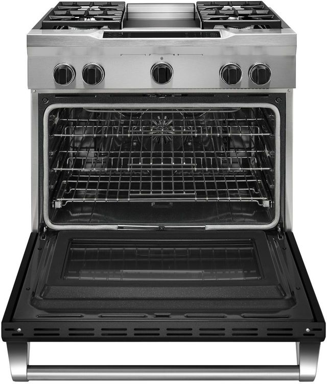 KitchenAid® 36" Imperial Black Commercial Style Free Standing Dual Fuel Range 1