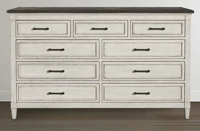 Bassett® Furniture Bella Aged Whitestone Stone Top 9 Drawers Dresser