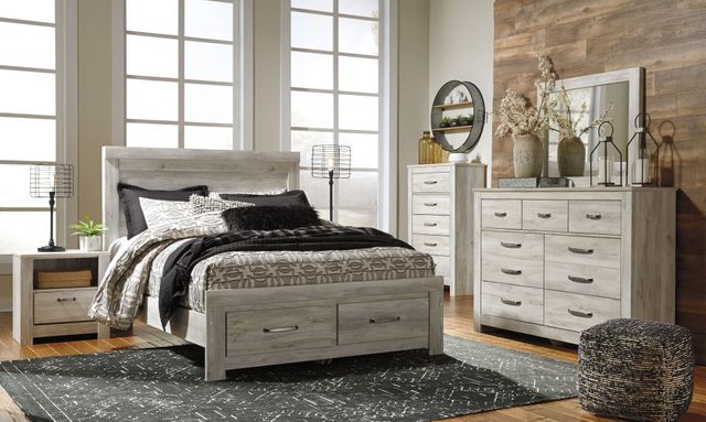 Signature Design by Ashley® Bellaby Whitewash Queen Platform Bed with 2 Storage Drawers 1