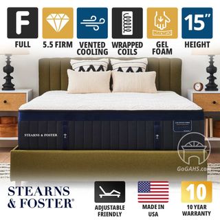 Stearns and Foster Lux Estate Hybrid Luxury Cushion Firm 15" Full Mattress