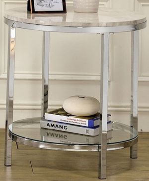 Furniture of America® Shauna White/Chrome End Table