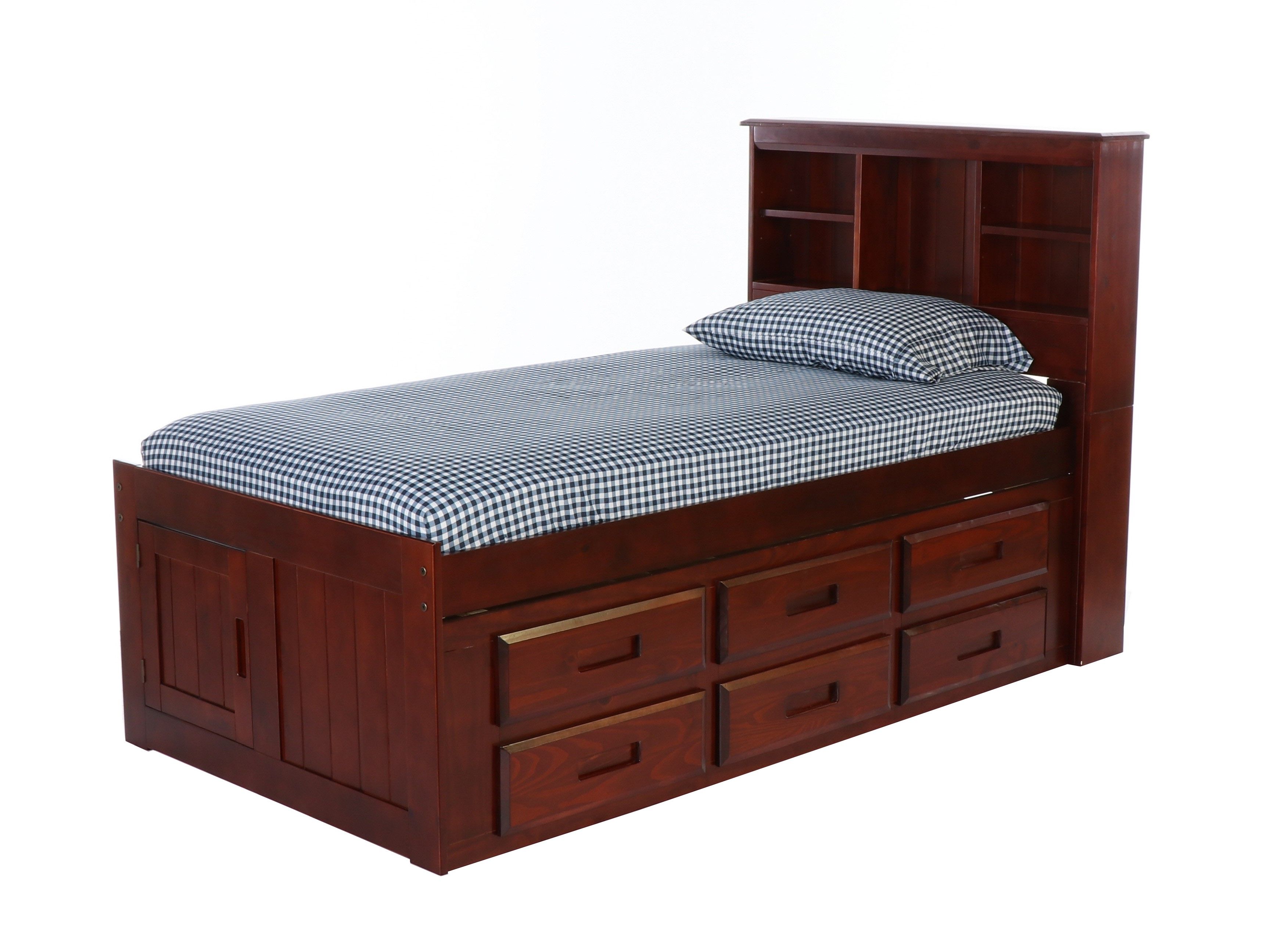 Donco Trading Company Twin Bookcase Bed With Under Bed Drawer Storage