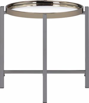 Elements International Edith Mirrored Top End Table with Gold and Dark Nickel Frame