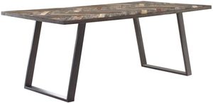 Coaster® Misty Grey Sheesham/Gunmetal Sled Leg Dining Table