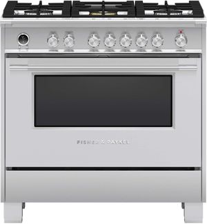 Fisher & Paykel 36" Brushed Stainless Steel Freestanding Dual Fuel Natural Gas Range