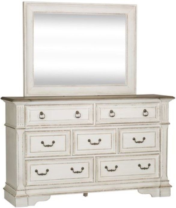 Liberty Abbey Park Antique White Dresser and Mirror-0