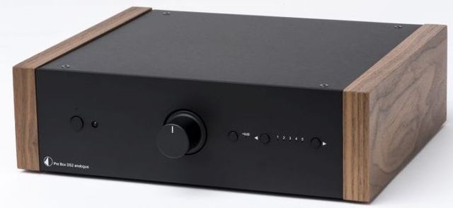 Pro-Ject Pre Box DS2 Analog Black Stereo Preamplifier with Walnut Wooden Side Panels