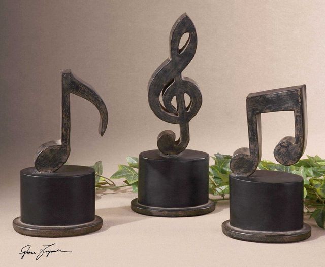 Uttermost® Aged Black Music Notes Sculpture-1