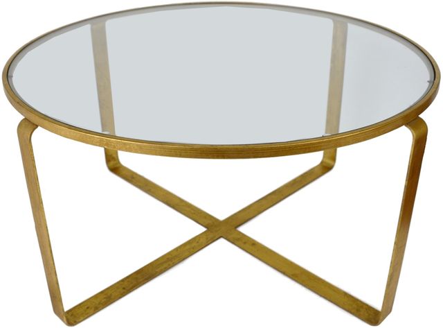 Zeugma Imports Gold Round Coffee Table-2