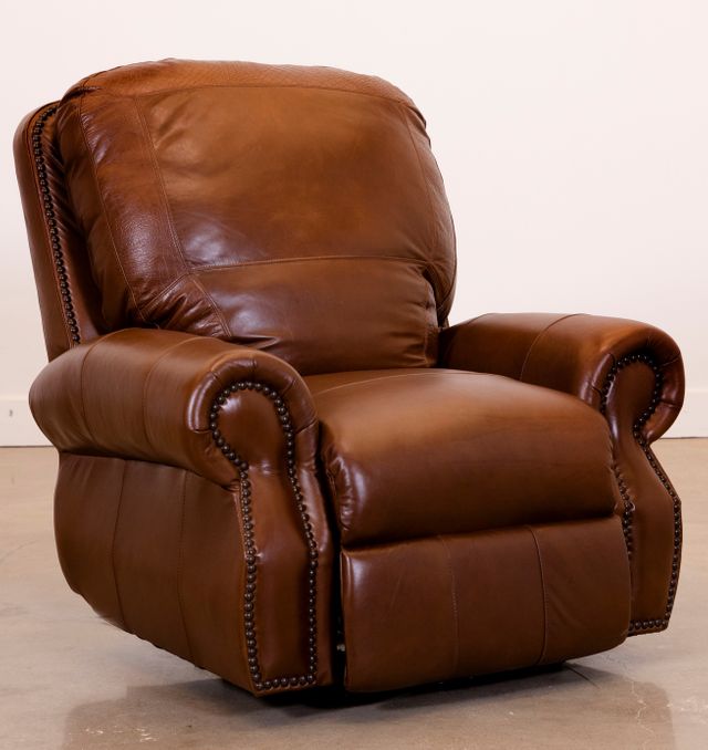 USA Premium Leather Furniture 9055 Brandy Gator All Leather Power Recliner-0