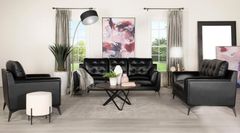 Coaster® Moira 3-piece Black Upholstered Tufted Living Room Set with Track Arms