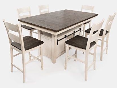 Jofran Inc. Madison County 7 Piece White High/Low Dining Table Set 5