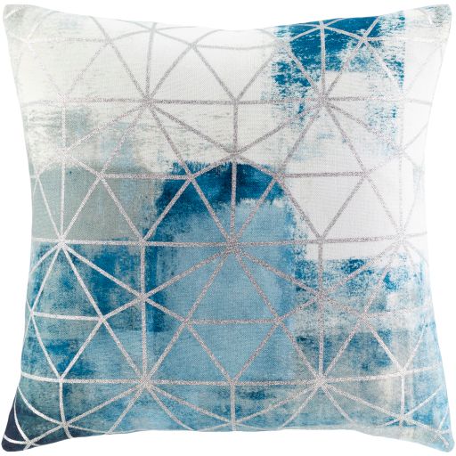 Surya Balliano Bright Blue 20" x 20" Toss Pillow with Down Insert