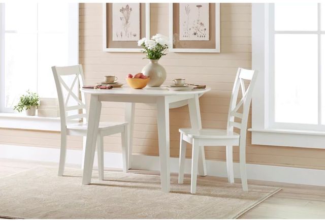 Jofran Inc. Simplicity White Round Drop Leaf Dining Table 1