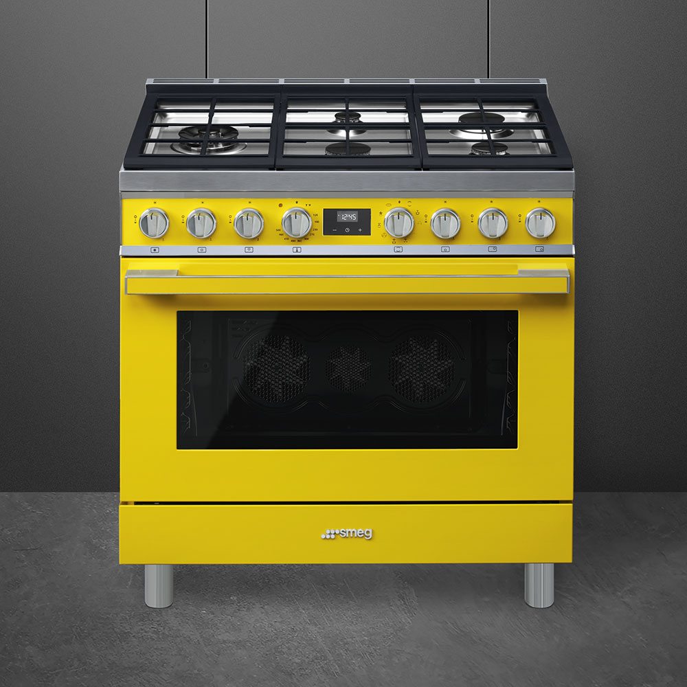 yellow smeg oven