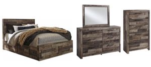Benchcraft® Derekson 4-Piece Multi Gray Full Panel Headboard Bed Set
