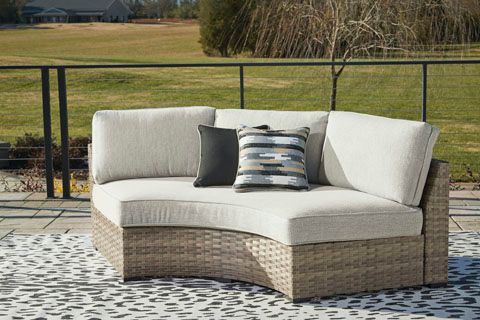 Signature Design by Ashley® Calworth 3-Piece Beige Outdoor Sectional Set 4