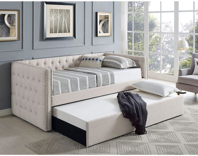 Crown Mark All Trina Ivory Upholstered Day Bed-1