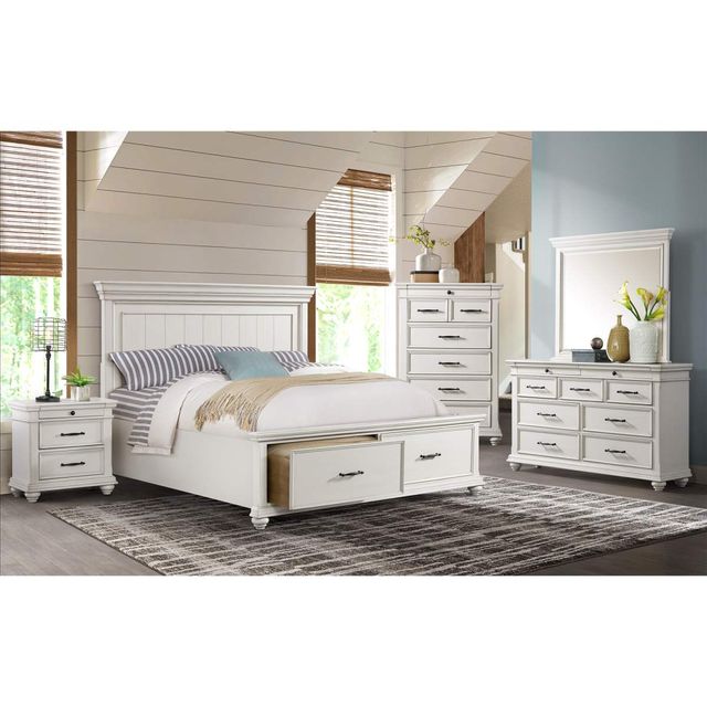 Elements Slater White Queen Storage Bed, Dresser, Mirror & Nightstand-1