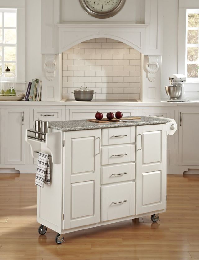 homestyles® Create-a-Cart Salt-and-Pepper Granite/White Kitchen Cart-2