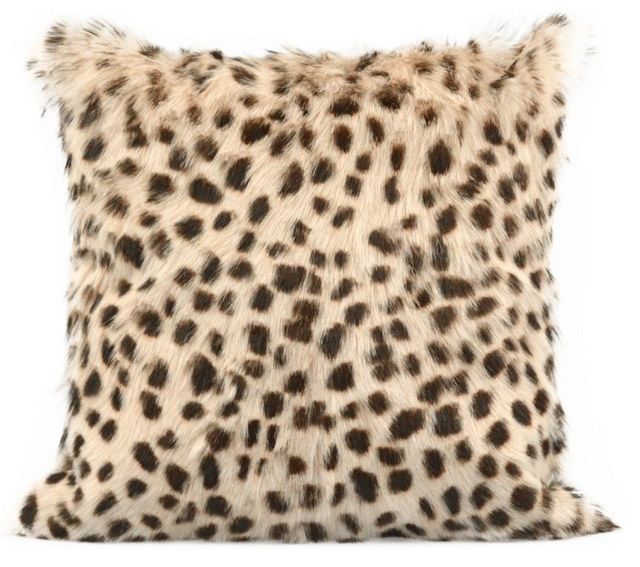 Moe's Home Collection Spotted Goat Cream Leopard Fur Pillow 0