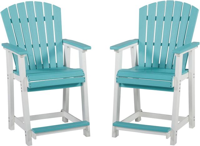 Signature Design by Ashley® Eisely 2-Piece Turquoise Outdoor Counter Height Bar Stool Set-0