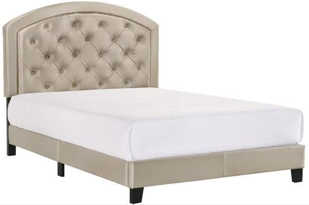 Crown Mark Gaby Gold Full Adjustable Headboard Upholstered Platform Youth Bed-0