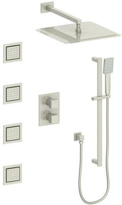 ZLINE Crystal Bay Brushed Nickel Thermostatic Shower System with Body Jets