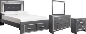 Signature Design by Ashley® Lodanna 4-Piece Gray Queen Storage Bed Set