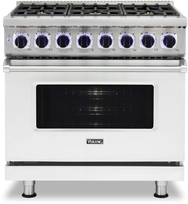 Viking® 7 Series 36" Frost White Pro Style Dual Fuel Natural Gas Range 0