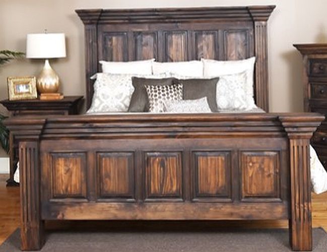 Vintage Furniture Chalet Dark King Panel Bed