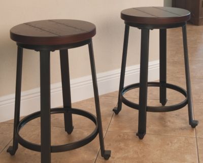Signature Design by Ashley® Challiman Rustic Brown Stool - Set of 2-1