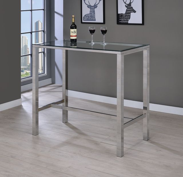 Coaster® Chrome Bar Table With Glass Top-1