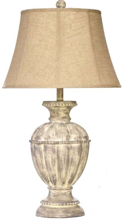 H & H Lamp Gray & Off White Distressed Lamp