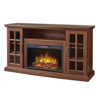 Richwood Brown Transitional Ent Console with Firebox Insert