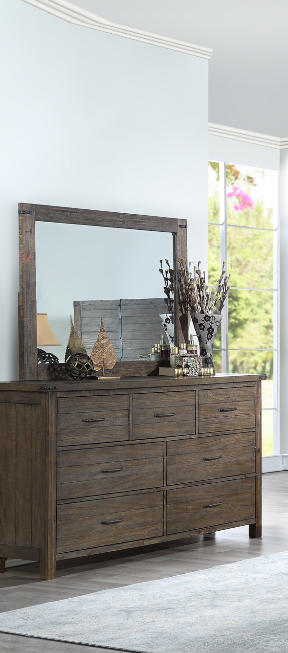 New Classic® Furniture Galleon Weathered Walnut Dresser Mirror-1
